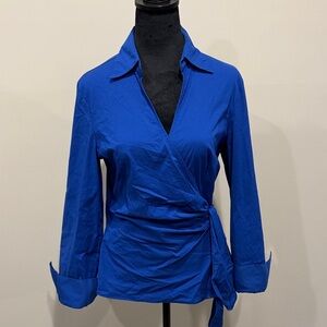 EXPRESS Blue Wrap Top sz M